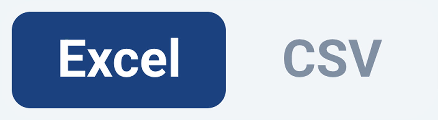 Excel and CSV download options