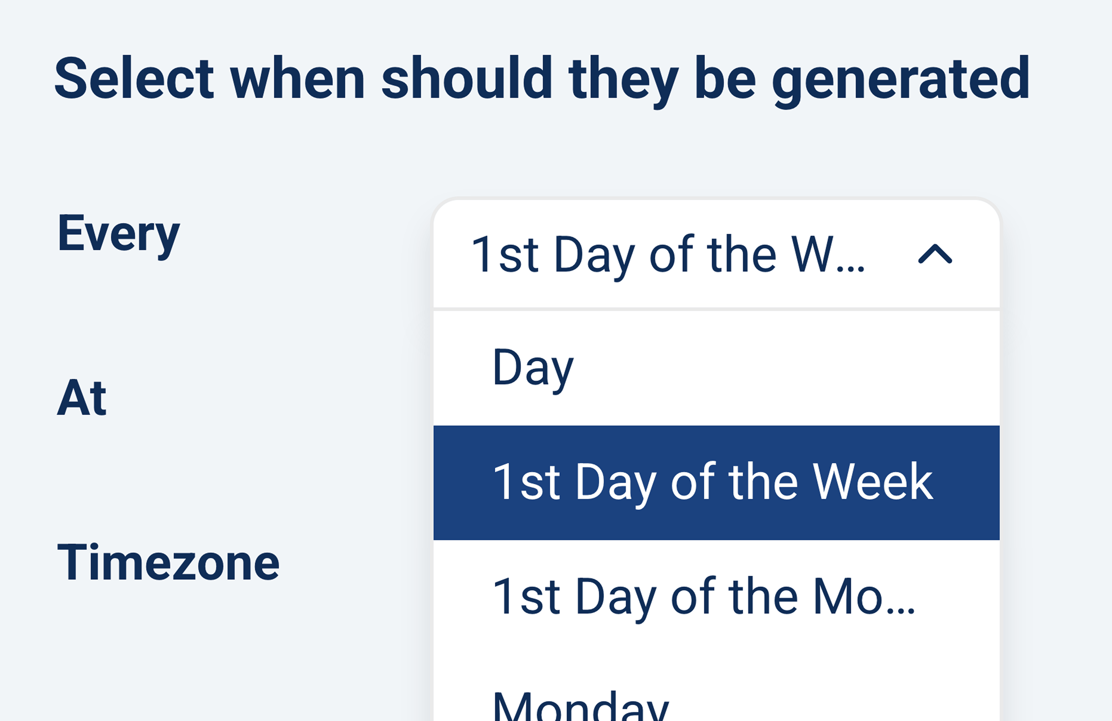 Schedule frequency settings